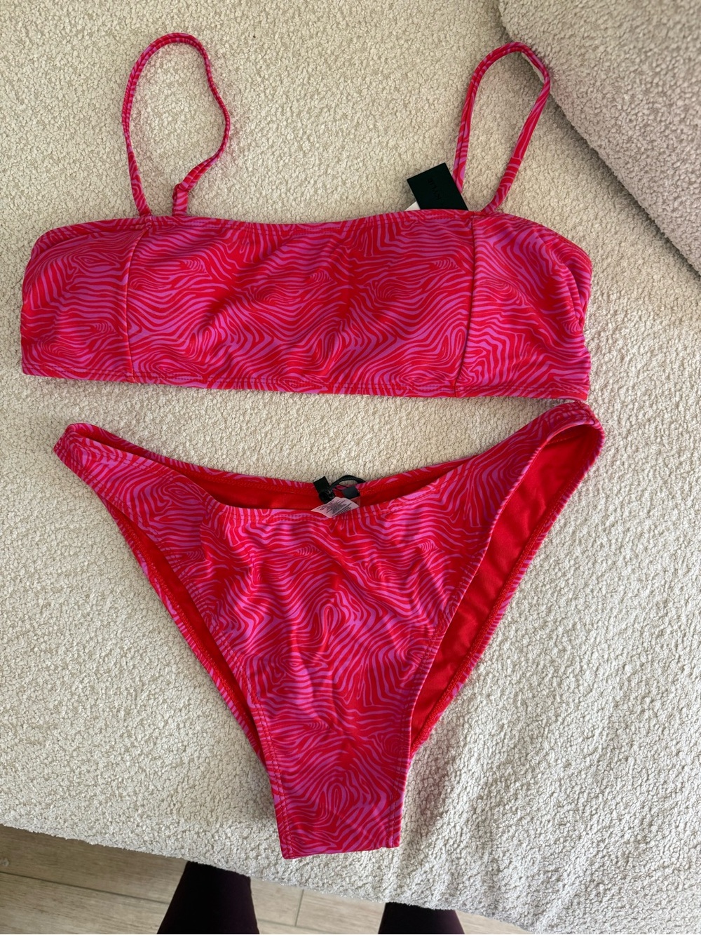 Kendall & Kylie Pink Zebra-Print Bikini Set- XL